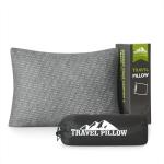 PEUJEW Camping Pillow Travel Pillow Small Shredded Memory Foam Pillow - Compressible Medium Firm, Breathable Cover, Ideal Backpacking Hiking, Airplane and Car