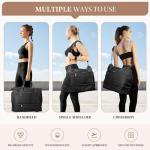 Maelstrom Gym Bag for Women,40L Travel Duffel Bag with Shoes Compartment and Wet Pocket,Waterproof Carry On Weekender Bag,Sport Gym Tote Bags Swimming Yoga, Hospital Holdalls-Black