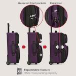 U.S. Traveler Rio Fabric Expandable Carry-on Luggage, Rolling Suitcase, Purple, 2 Wheel Set