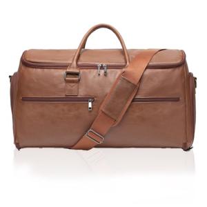 seyfocnia Garment Bag with Shoe Pouch Carry On Convertible Travel Duffel Bag for Men Women, 2 in 1 Hanging Suitcase Suit Business Travel Bag, Brown