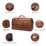 seyfocnia Garment Bag with Shoe Pouch Carry On Convertible Travel Duffel Bag for Men Women, 2 in 1 Hanging Suitcase Suit Business Travel Bag, Brown