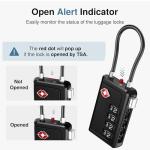 Puroma TSA Approved Luggage Travel Locks with Open Alert Indicator, 4 Digit Combination Resettable Code Zinc Alloy Lock for Suitcase, Backpack, Bag, Toolbox, Locker (4 Pack, Black)