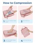 BAGSMART Compression Packing Cubes for Travel, 6 Set Packing Cubes for Suitcases, Compression Suitcases Organizers Bag Set for Travel Essentials, Lightweight Packing Organizers Baby Pink