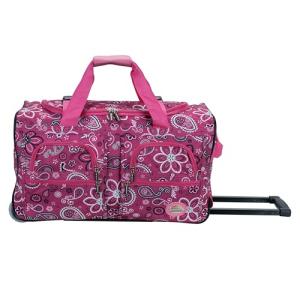 Rockland Rolling Duffel Bag, PINKBANDANA, 22"