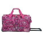 Rockland Rolling Duffel Bag, PINKBANDANA, 22"
