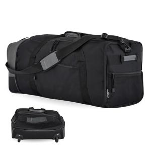 Travelers Club 32-Inch Collapsible Expandble Travel Rolling Duffel Bag, Black/Gray