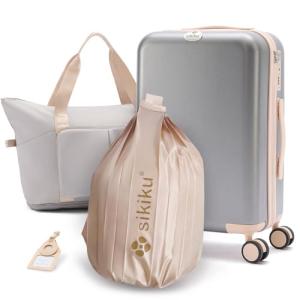 4-Piece Lightweight Luggage Sets for Women, Hardshell Spinner Suitcase with TSA Lock, Expandable Duffel Bag, Luggage Strap, and Leather Tag (Silver Gray, 20inch)