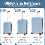 QIMER 20 Inch Carry on Luggage 22x14x9 Airline Approved Blue PC Hardside YKK ZipperedDouble Spinner Wheels Lightweight Suitcase TSA Lock Travel for Men and Women