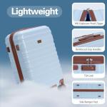 QIMER 20 Inch Carry on Luggage 22x14x9 Airline Approved Blue PC Hardside YKK ZipperedDouble Spinner Wheels Lightweight Suitcase TSA Lock Travel for Men and Women