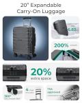 BAGSMART Carry On Luggage 22x14x9 Airline Approved with Spinner Wheels,Lightweight 20 Inch Luggage with TSA Lock,Expandable Hard Shell Carry On Suitcases for Men Women,Gray