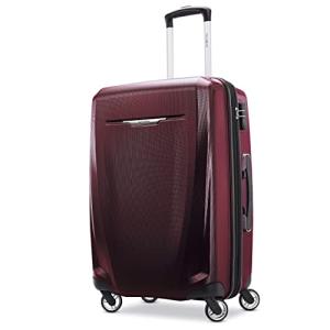 Samsonite Winfield 3 DLX Hardside Expandable Luggage with Spinners, Burgundy, Checked-Medium 25-Inch