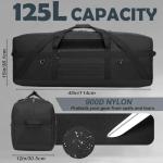 125L Extra Large Duffle Bag for Travel - Heavy Duty Duffle Bag with Multiple Pockets for Camping Gear Travel Storage Tent Storage Sports Equipment, Black