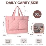 Double Bus Travel Duffle Weekender for Women, Large Gym Tote with Shoe Compartment & Adjustable Strap, Carry On Overnight Bag (Pink)