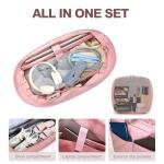 Double Bus Travel Duffle Weekender for Women, Large Gym Tote with Shoe Compartment & Adjustable Strap, Carry On Overnight Bag (Pink)