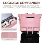 Double Bus Travel Duffle Weekender for Women, Large Gym Tote with Shoe Compartment & Adjustable Strap, Carry On Overnight Bag (Pink)