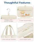 BAGSMART Travel Toiletry Bag with Jewelry Organizer, Hanging Travel Bag for Toiletries, Puffy Makeup Cosmetic Bag Organizer, Carry-on Travel Accessories Essentials, Beige-M