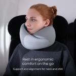 Ostrichpillow Go Neck Pillow, Travel Pillows for Airplanes, Premium Memory Foam Travel Pillow, 360º Ergonomic Design, Asymmetrical Sides, Travel Bag Included, Washable Modal Cover