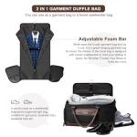 VUUDH Convertible Garment Bag for Travel - 50L Leather Carry on Duffel Bag for Men Women with Shoe Compartment & 2 Storage Pouches | 2 in 1 Hanging Suitcase for Wrinkle-Free Travel