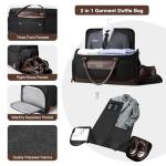 VUUDH Convertible Garment Bag for Travel - 50L Leather Carry on Duffel Bag for Men Women with Shoe Compartment & 2 Storage Pouches | 2 in 1 Hanging Suitcase for Wrinkle-Free Travel