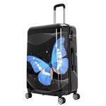 InUSA Black Butterfly Print Luggage with Spinner Wheels | Durable Lightweight Hardside Suitcase | Travel Bag with Handle and Trolley | 28-Inch Large Checked luggage
