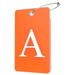 Gostwo 2 Pack Luggage Tags for Suitcases, 26 Initial Letter Travel Luggage Baggage Identification Labels ID Tag Fully Bendable Tags with Stainless Steel Loop (Orange) (Letter A)