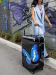 InUSA Black Butterfly Print Luggage with Spinner Wheels | Durable Lightweight Hardside Suitcase | Travel Bag with Handle and Trolley | 28-Inch Large Checked luggage