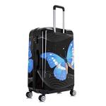 InUSA Black Butterfly Print Luggage with Spinner Wheels | Durable Lightweight Hardside Suitcase | Travel Bag with Handle and Trolley | 28-Inch Large Checked luggage
