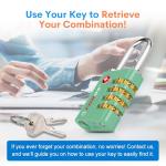 Forge Dual-Opening: Key or Combination Access Lock, TSA Approved Locks for Luggage, Pelican case, Travel, Gym, School, Stainless Steel Shackle. (Green, 2 Pk)