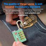 Forge Dual-Opening: Key or Combination Access Lock, TSA Approved Locks for Luggage, Pelican case, Travel, Gym, School, Stainless Steel Shackle. (Green, 2 Pk)