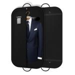 LAZYSEAL 2Pcs Garment Bag for Travel 43-Inch Waterproof Dustproof Suit Luggage Bag Unisex Suit Bag Durable 600D Oxford Fabric 2-in-1 Hanging Suitcase Clothes Storage for Suits, Dresses (Standard)