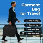 LAZYSEAL 2Pcs Garment Bag for Travel 43-Inch Waterproof Dustproof Suit Luggage Bag Unisex Suit Bag Durable 600D Oxford Fabric 2-in-1 Hanging Suitcase Clothes Storage for Suits, Dresses (Standard)