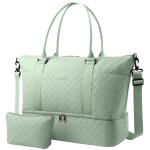 HOTOR Travel Duffel Bag - Weekender Bags for Women, Carry On Overnight Bag with Shoe Compartment, with Toiletry Bag for Travel Essentials and Travel Accessories, Green, 13.4"×17.3"×7.9"