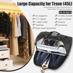 HOMIGLAM Garment Bag for Travel - Wrinkle-Resistant Carry On Suit Bag with Shoe Compartment & Shoulder Strap, Convertible 2-in-1 Waterproof Duffel Bags for Business Trips/Weekend Getaway, Black
