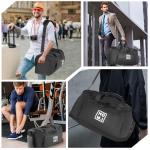 HOMIGLAM Garment Bag for Travel - Wrinkle-Resistant Carry On Suit Bag with Shoe Compartment & Shoulder Strap, Convertible 2-in-1 Waterproof Duffel Bags for Business Trips/Weekend Getaway, Black