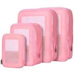 HDKJDPG 4 Set Ultralight Compression Packing Cubes Travel for Suitcases ，Compressible Mesh Packing Cubes for Travel Women Packing Organizers (Pink)