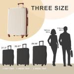 Merax 28 Inch Checked-Large Luggage with Wheels Aluminum Alloy Corner Hard Shell Suitcase TSA Luggage Suitcases for Travel Woman Men(White Brown)
