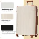 Merax 28 Inch Checked-Large Luggage with Wheels Aluminum Alloy Corner Hard Shell Suitcase TSA Luggage Suitcases for Travel Woman Men(White Brown)