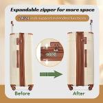 Merax 28 Inch Checked-Large Luggage with Wheels Aluminum Alloy Corner Hard Shell Suitcase TSA Luggage Suitcases for Travel Woman Men(White Brown)