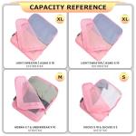 HDKJDPG 4 Set Ultralight Compression Packing Cubes Travel for Suitcases ，Compressible Mesh Packing Cubes for Travel Women Packing Organizers (Pink)