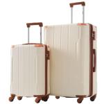 Merax 28 Inch Checked-Large Luggage with Wheels Aluminum Alloy Corner Hard Shell Suitcase TSA Luggage Suitcases for Travel Woman Men(White Brown)