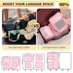 HDKJDPG 4 Set Ultralight Compression Packing Cubes Travel for Suitcases ，Compressible Mesh Packing Cubes for Travel Women Packing Organizers (Pink)