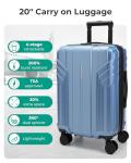 BAGSMART Expandable Carry On Luggage 22x14x9 Airline Approved, 1OO% PC Lightweight Hard Shell Suitcase, 20 Inch Travel Luggage with Spinner Wheels, Waterproof Rolling Suitcase,Blue