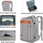 Vancropak Carry on Backpack, Extra Large 40L Airline Approved Travel Backpacks with 3 Packing Cubes for Women Men, Water Resistant Expandable Overnight Luggage Daypack Business Weekender Bag, Grey