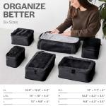 Aerotrunk Compression Packing Cubes for Travel - Luggage Organizer Bags - Double Zipper Packing Cubes for Suitcases (6-Pack, Black)
