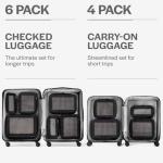 Aerotrunk Compression Packing Cubes for Travel - Luggage Organizer Bags - Double Zipper Packing Cubes for Suitcases (6-Pack, Black)