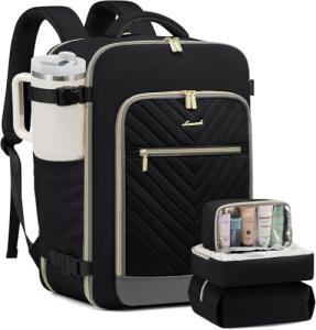 LOVEVOOK Travel Backpack For Women,40L Carry On Backpack Flight Approved,TSA Personal Item Travel Bag Fits 17 Inch Laptop,Business Weekender Overnight Daypack with 3 Packing Cubes