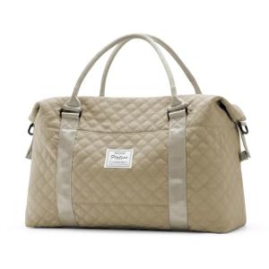Travel Duffel Bag, Weekender Overnight Bags for Women, Carry On Personal Item Bag with Trolley Sleeve & Wet Pocket,Pale Khaki