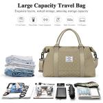 Travel Duffel Bag, Weekender Overnight Bags for Women, Carry On Personal Item Bag with Trolley Sleeve & Wet Pocket,Pale Khaki