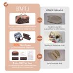 BOYATU Travel Makeup Bag Cosmetic Bags for Women: 3 Pcs Set Large Portable Make up Bag with Handle - Vegan Leather Toiletry Bags with Compartments - Makeup Organizer for Travel Essentials(A-1-Coffee)