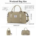 Travel Duffel Bag, Weekender Overnight Bags for Women, Carry On Personal Item Bag with Trolley Sleeve & Wet Pocket,Pale Khaki
